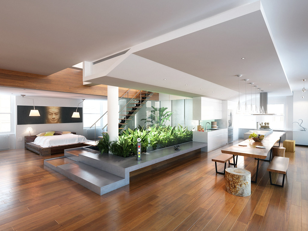 Bright, refurbished modern residential interior